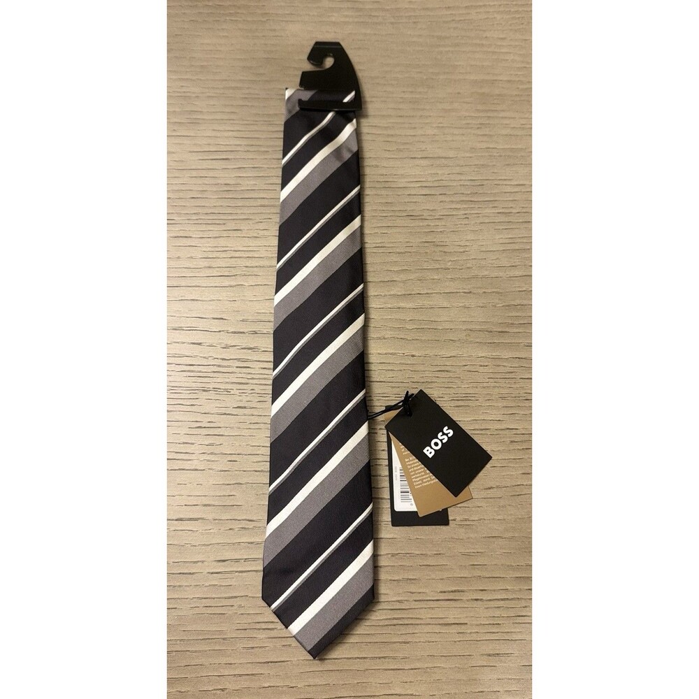 HUGO BOSS STRIPED SILK NECK TIE . MADE IN ITALY . NEW !!!